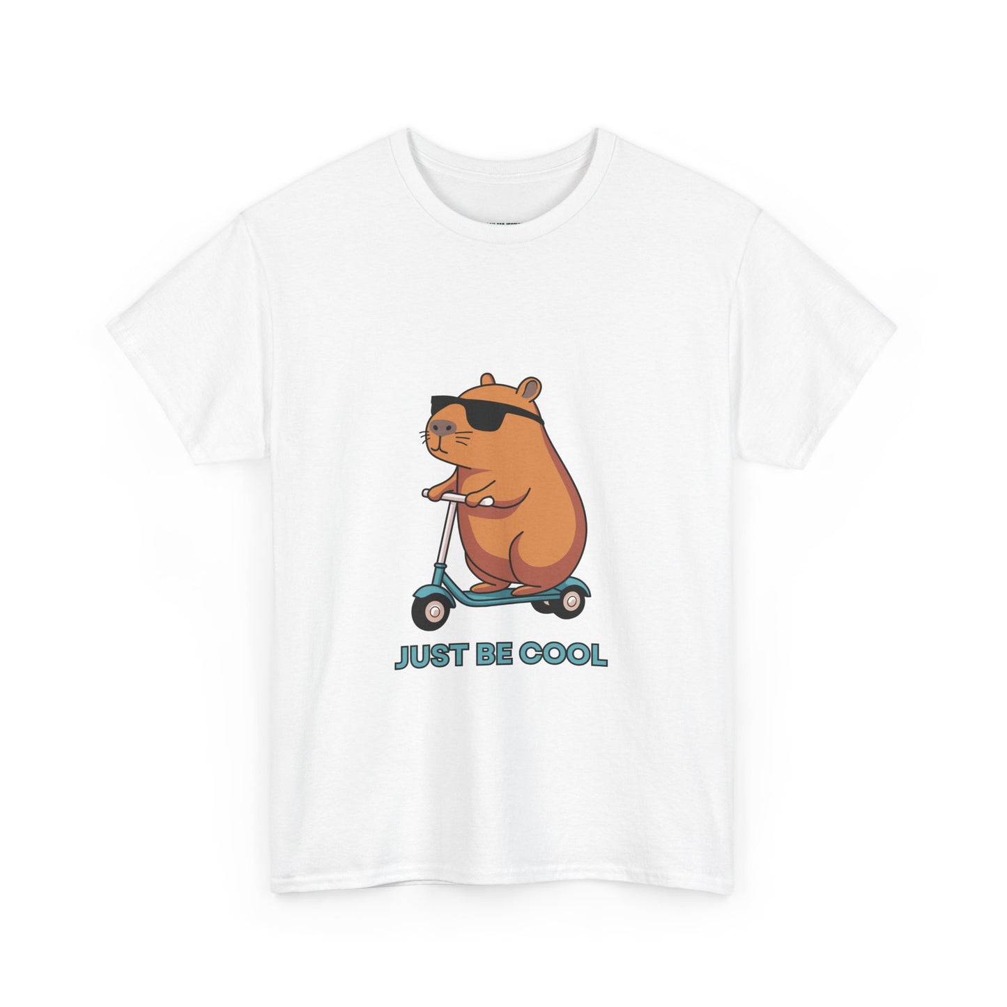 Capybara Tee: 'Just Be Cool' Unisex Heavy Cotton T-Shirt Graphic Shirt for Kids and Adults